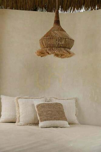 Check Raffia Cushion Cover Natural 50x50 cm