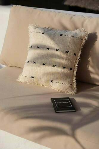 Check Cushion Cover Natural Black 50x50 cm