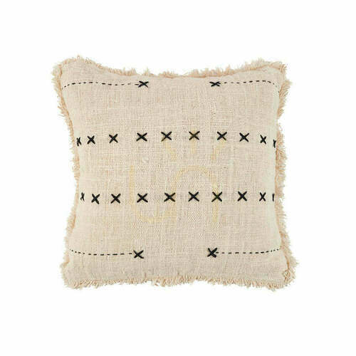 Check Cushion Cover Natural Black 50x50 cm