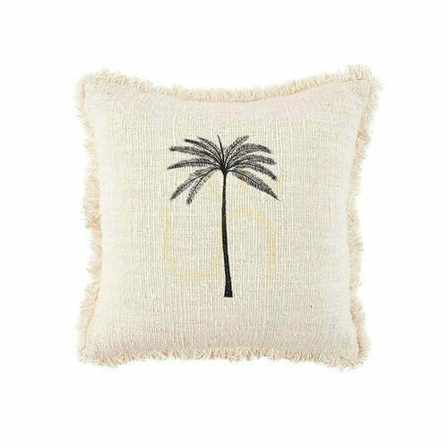 Check Palm Cushion Cover Natural Black 50x50 cm