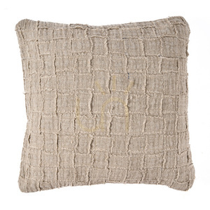 Linen Damier Cushion Cover Natural 50x50 cm small 4