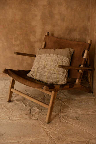 Check Linen Cushion Cover Natural 50x50 cm