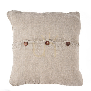 Linen Cushion Cover Natural 50x50 cm small 7