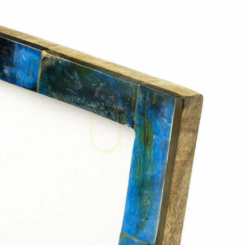 Check Photo Frame Turquoise Patchwork 13x18 cm Handmade