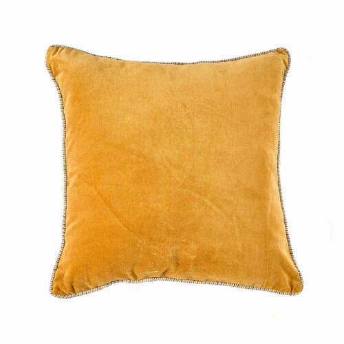 Check Cushion Cover Velvet Mustard 50x50 cm