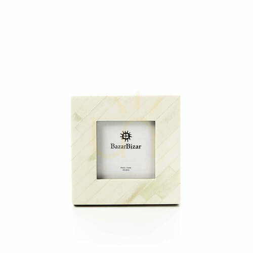 Check Photo Frame Ivory Cream White 10x10 Handmade
