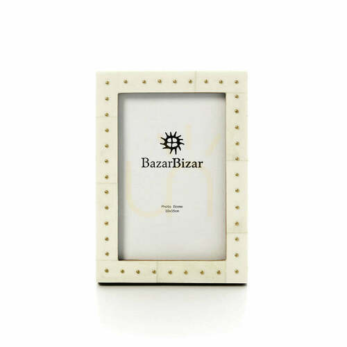 Check Boho Dot Photo Frame Cream 10x15 cm