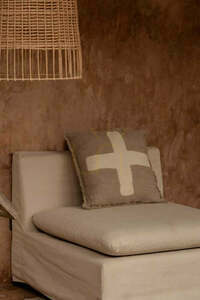 Cushion Cover Ivory Cross Natural White 50x50 cm small 1