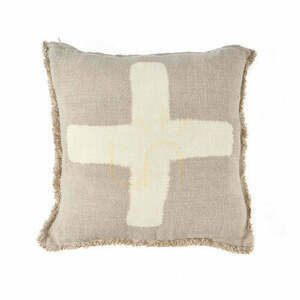 Cushion Cover Ivory Cross Natural White 50x50 cm small 0