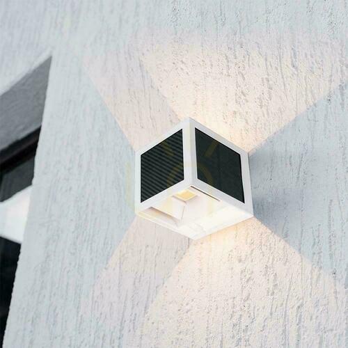 Check V-TAC VT-408CCT solar wall light LED COB 3W 900 lm white cube 10x10 cm IP65 motion sensor, USB-C