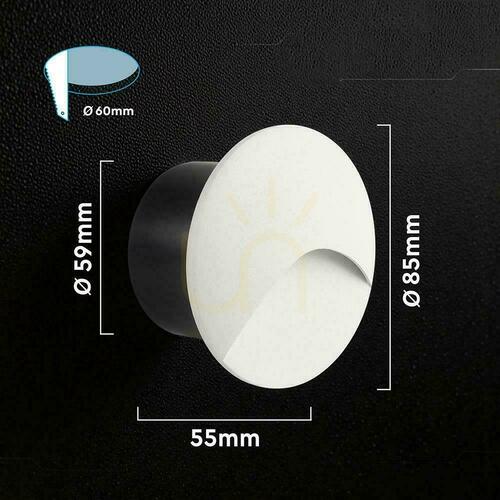 Check Aluminum 3W LED V-TAC circular stair luminaire white 230V IP65 VT-44002RD 3000K 230lm