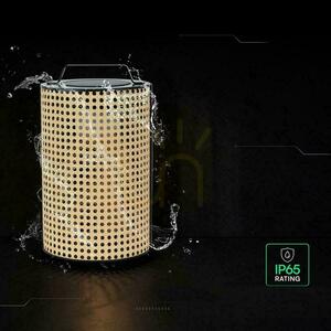 Portable V-TAC 1.2W LED solar lamp IP65 12x35cm wood VT-84043 2800K 150lm small 3