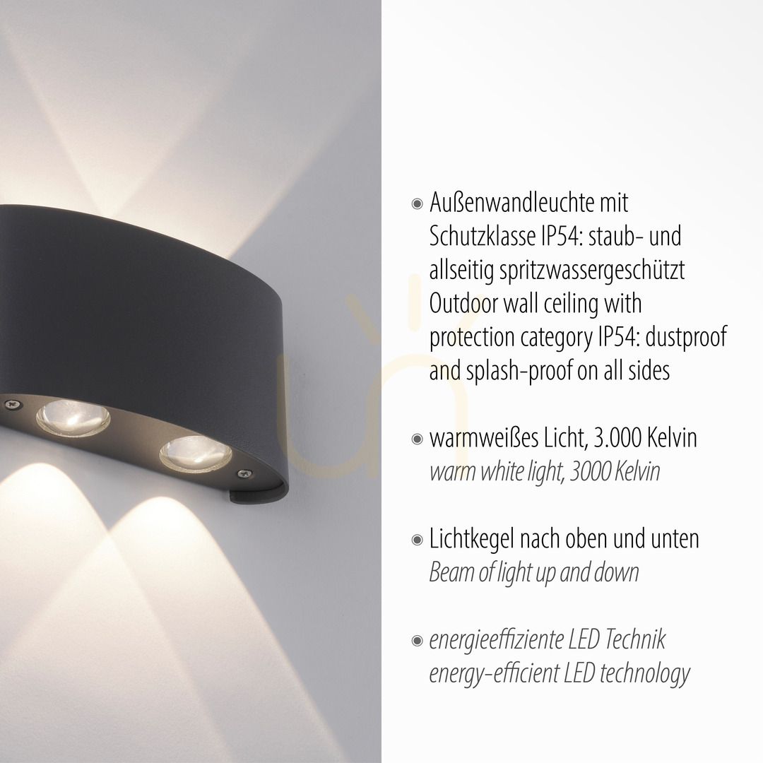 Display CARLO wall lamp 9487-13 Anthracite 4xLED CARLO wall lamp 9487-13 Anthracite 4xLED