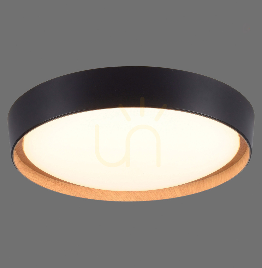 Zuma Line EMILIA 14347-18 black LED ceiling light with wood decor 29 W 40 cm