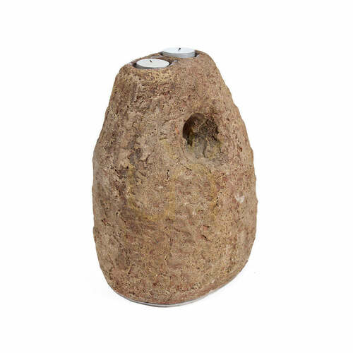 Check Terracotta Candle Holder Brown 28 cm Handmade Interior Decoration