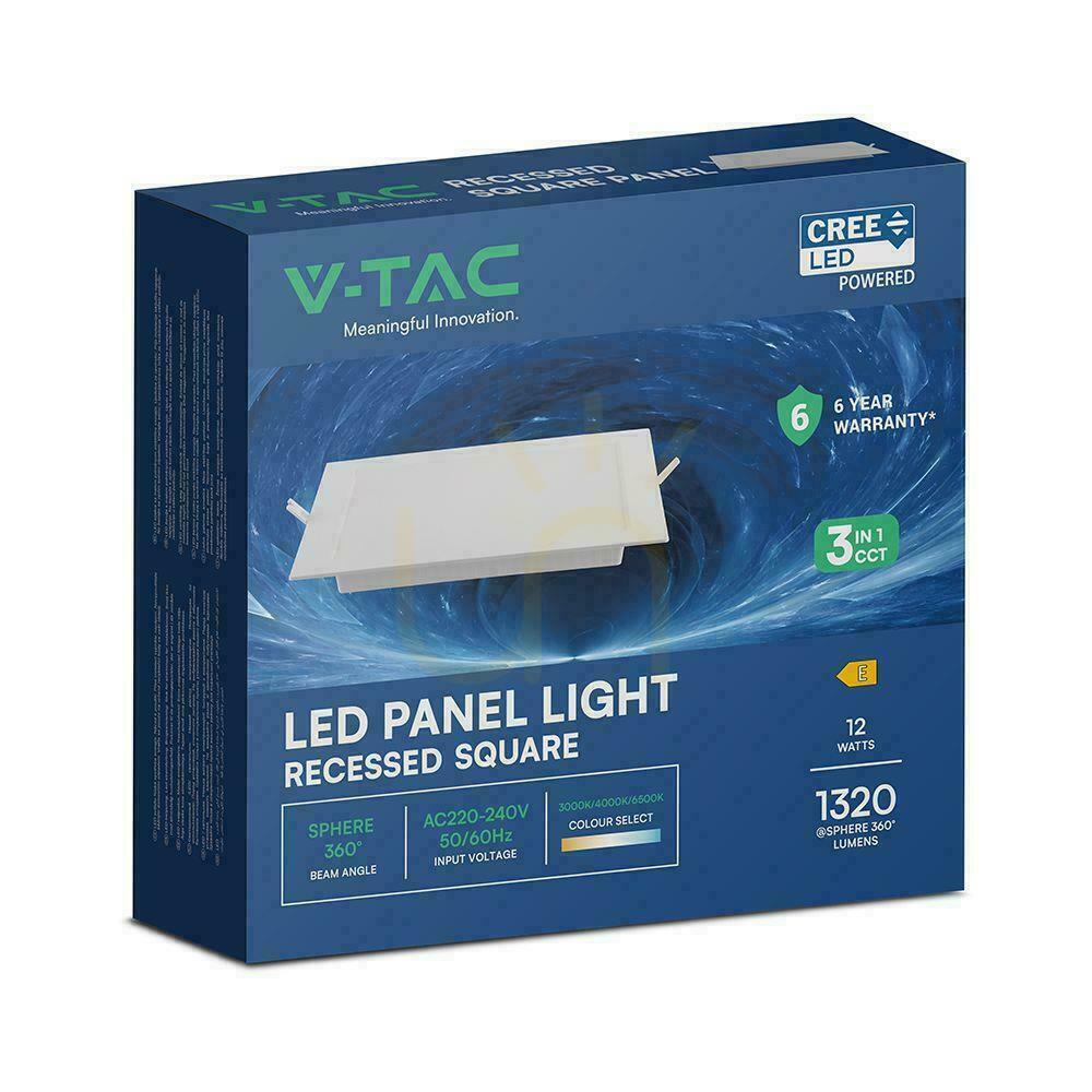 Check V-TAC recessed downlight panel 12W LED CREE CHIP square 170x170mm VT-61012CCT 1320lm 6 year warranty V-TAC recessed downlight panel 12W LED CREE CHIP square 170x170mm VT-61012CCT 1320lm 6 year warranty