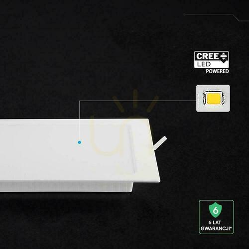 Check V-TAC 18W LED CREE CHIP recessed downlight panel square 220x220mm VT-61018CCT 1980lm 6 year warranty