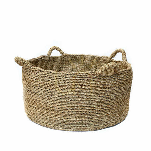 Check Wicker Basket Natural 60x60x30 cm Les Quatre Mains Baskets L