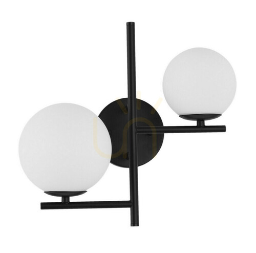 Check Luces Exclusivas Turbo LE41802 pendant, 2 × E14 max 5 W, glass and metal, white and black, 35 × 19 cm