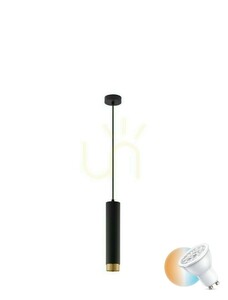 Luces Exclusivas CAYES LE42621 tube pendant light, black and gold, GU10 small 0