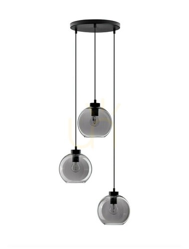 Check Luces Exclusivas REPOS Pendant Lamp, Black with Smoked Glass, 3×E27 LE42650