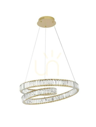 Check Luces Exclusivas SINALOA LE42925 pendant, crystal spiral Ø 60 cm, LED 50 W 4070 lm 3500K, gold