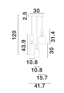 Luces Exclusivas BALAM gold pendant light with coloured glass 3xE14 LE43400 small 1