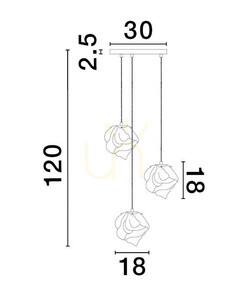 Pendant Lamp Luces Exclusivas BALUN LE43403 3xE14 Gold Amber Shades ⌀40 cm small 2