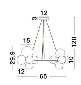 Luces Exclusivas PARLA LE43674 chandelier, matt gold, 11 × G9, 65 cm small 2