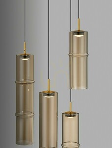 SARTANO LE45168 Cluster Pendant, 5 Shades, Cognac Glass, Gold, Ø 34 cm — Luces Exclusivas small 2