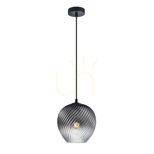 Check Italux Smoky Glass Black Pendant Light E27 20.5 cm PND-3664-1-BK-SG