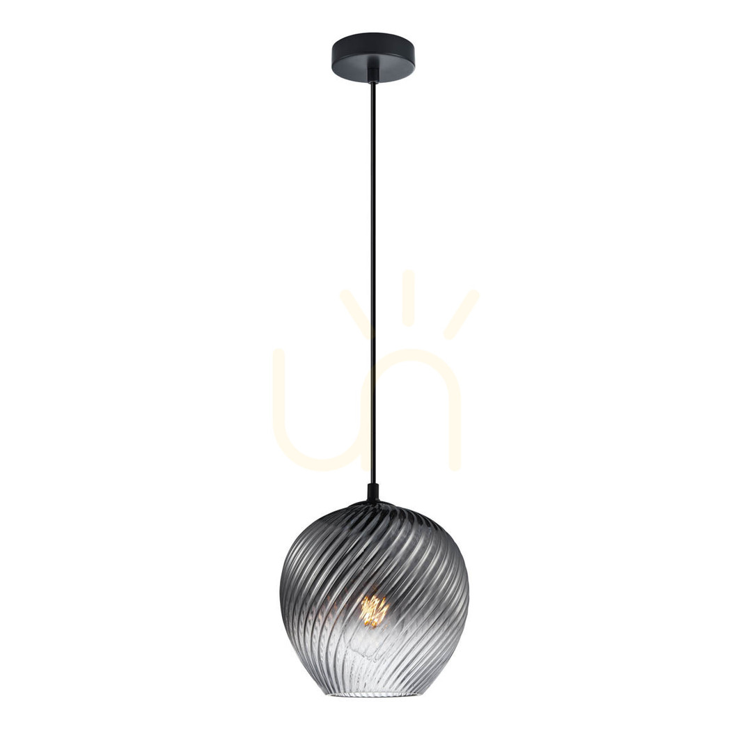 Italux Smoky Glass Black Pendant Light E27 20.5 cm PND-3664-1-BK-SG