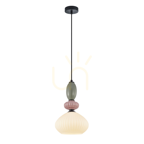 Check Italux Modern Black White Glass Pendant Light E27 22.5 cm PND-36787-1A-BK-WH