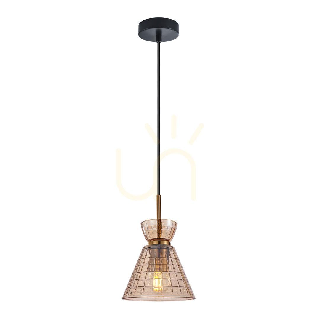 Pendant Light Italux Amber Black Glass E27 15.5 cm PND-3624-1-BRO-AMB