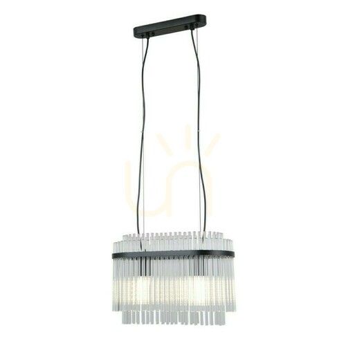 Check Italux Bonte 2-Light Pendant Lamp matt black with clear glass rods E27 PND-40929-2A-BK