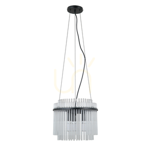 Italux Bonte Black Pendant Lamp with Clear Glass, 3-Light E14 PND-40929-3A-BK small 0