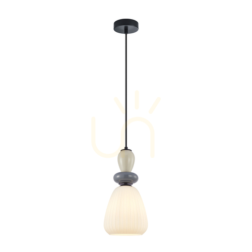 Check Italux Domali Black White Glass Pendant Lamp E27 18 cm PND-36816-1D-BK-WH