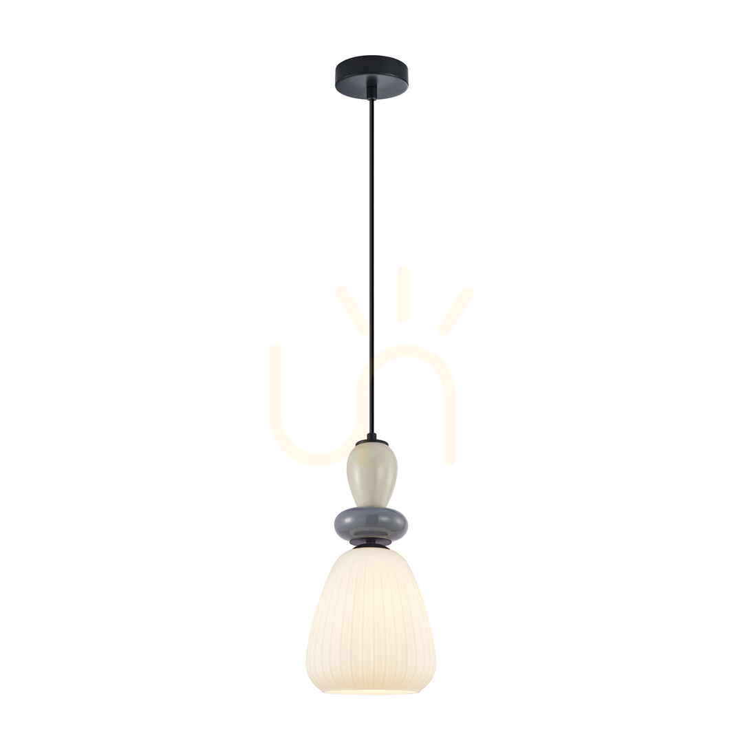 Italux Black White Glass Pendant Lamp E27 18 cm PND-36816-1D-BK-WH