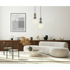 Italux Martelo Pendant Light E27 18.5 cm – White Glass and Coloured Details PND-36545-1B-GD-WH small 1
