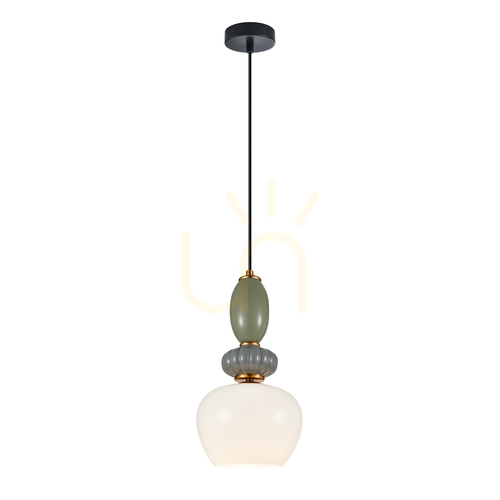 Check Italux Martelo White Gold Glass Pendant Light E27 PND-36545-1B-GD-WH