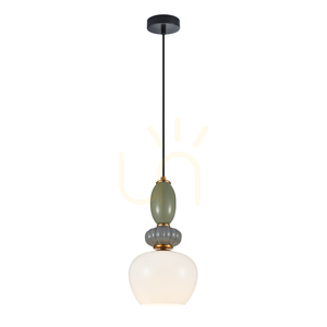 Italux Martelo Pendant Light E27 18.5 cm – White Glass and Coloured Details PND-36545-1B-GD-WH small 0