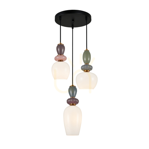 Check Italux Martelo 3-Light Pendant Lamp White Gold E27 PND-36545-3-GD-WH