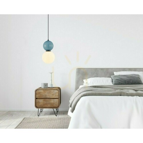 Check Italux Mastal Blue and Black Pendant Light 20 cm E27 PND-36603-1L-BK-BLU