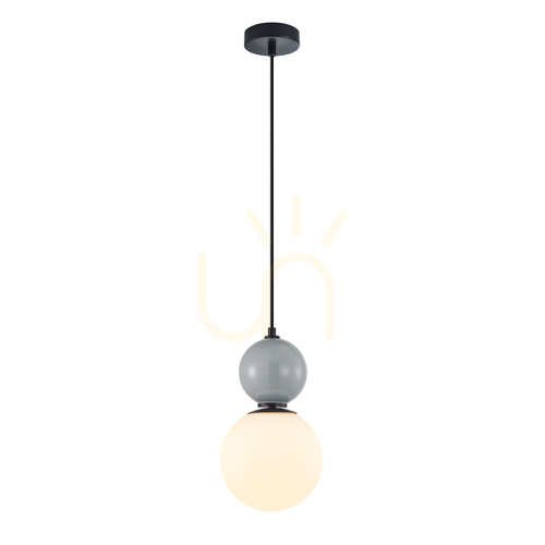 Check Italux Modern White Black Glass Pendant Light E27 18 cm PND-36603-1M-BK-GR
