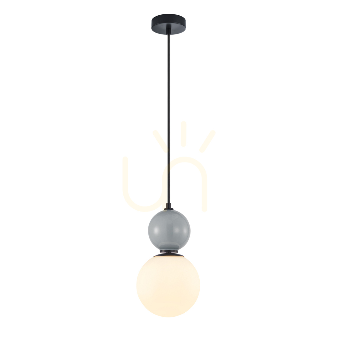 Italux Modern White Black Glass Pendant Light E27 18 cm PND-36603-1M-BK-GR