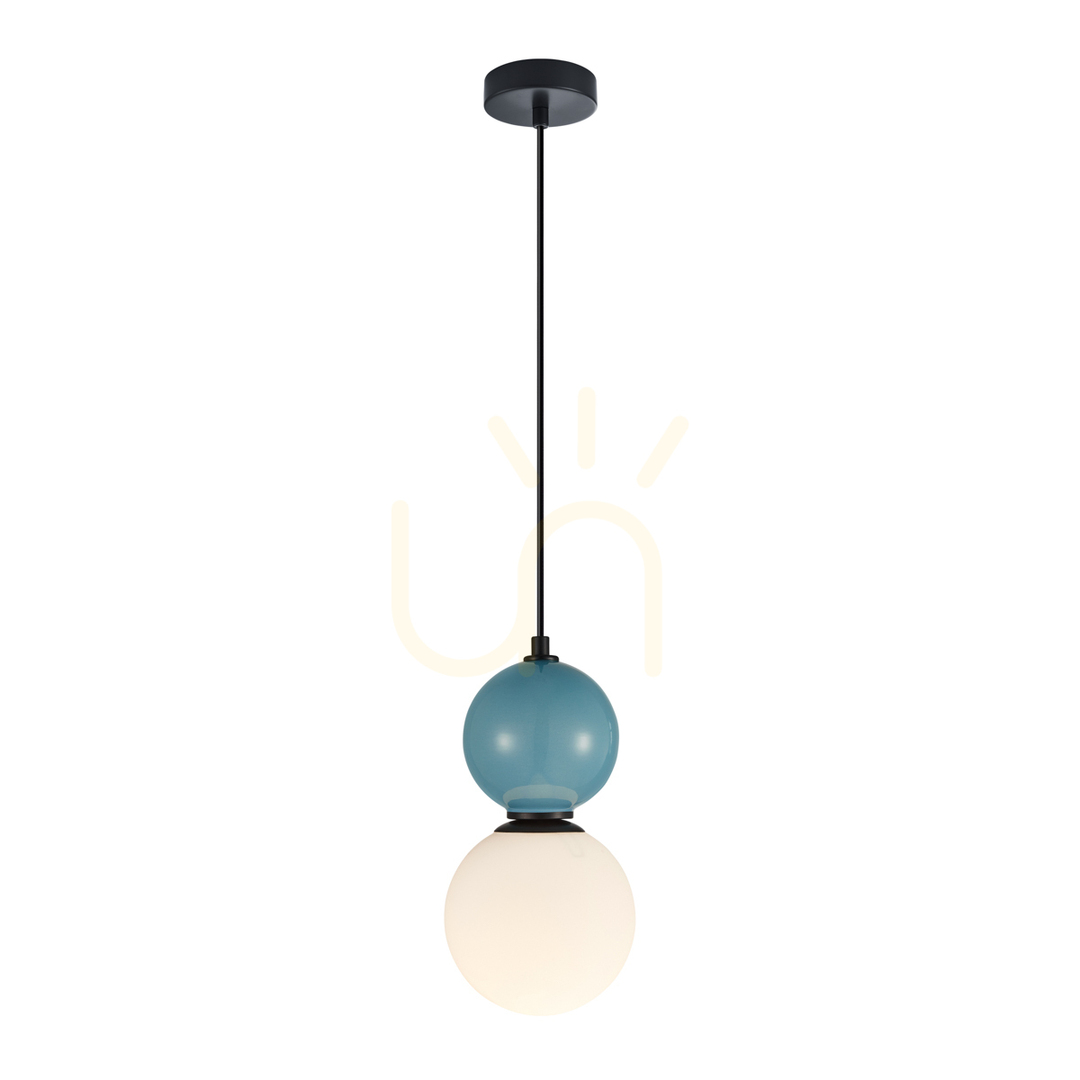 Italux Pendant Light Black Glass E27 15 cm PND-36603-1S-BK-BLU