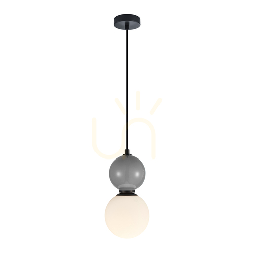 Check Italux Pendant Light Black Glass E27 Ø15 cm PND-36603-1S-BK-GR
