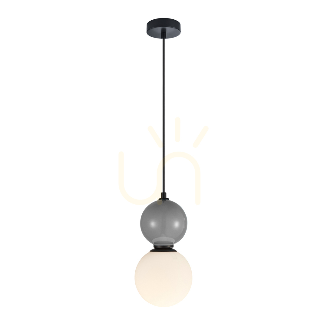 Italux Pendant Light Black Glass E27 Ø15 cm PND-36603-1S-BK-GR