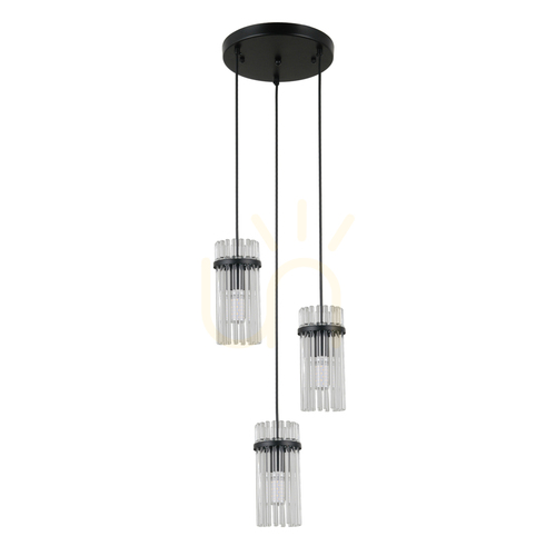 Check Italux Pendant Light Black Glass 3xE14 29 cm PND-40930-3A-BK