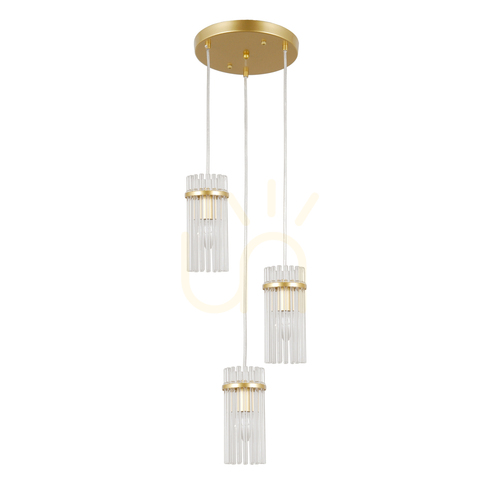 Check Pendant Light Italux Gold Glass 3-Light E14 PND-40930-3A-GD